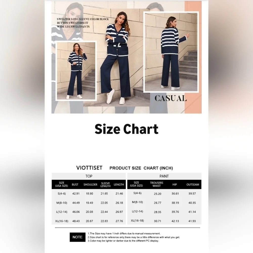 Viottiset  2 Piece Outfit/Lounge Wear #1206 NWOT - Picture 8 of 13